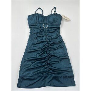 Speechless Strappy Bodycon Dress Womens Small Green Faux Diamond Mini Party NEW